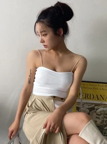 Dazy-Less 女士细肩带派对/正式夏季背心性感女式上衣短款女式上衣 - 白色 - 查看 8