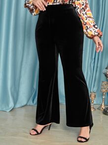Modelyn Plus Split Zoom Flare Leg Fluwelen Broek, Voor De Winter