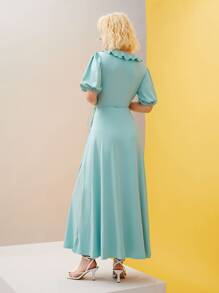 JORDAN CARPENTER Đầm Thắt nút Xù Trọn gói màu trơn Thanh lịch - Màu xanh bạc hà - Xem 2