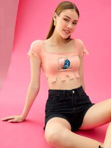 Tyshay T. Áo thun nữ Đồ họa Slogan Giải trí - Màu Hồng  San hô - Xem 1