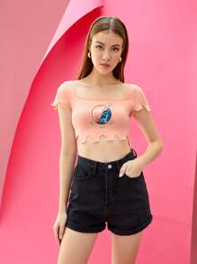 Tyshay T. Áo thun nữ Đồ họa Slogan Giải trí - Màu Hồng  San hô - Xem 3