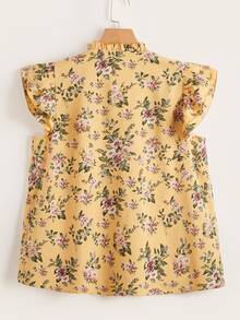 SHEIN Unity Top con estampado floral con fruncido yugo sisa con fruncido - Multicolor - Ver 2