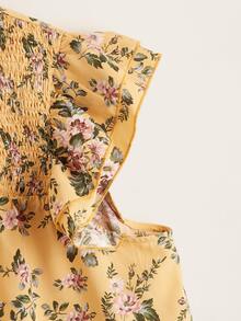 SHEIN Unity Top con estampado floral con fruncido yugo sisa con fruncido - Multicolor - Ver 3