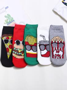 5pairs Cartoon Food Print Fashion Ankle Socks