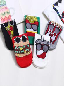 5pairs Cartoon Food Print Fashion Ankle Socks