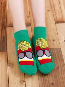 5pairs Cartoon Food Print Fashion Ankle Socks