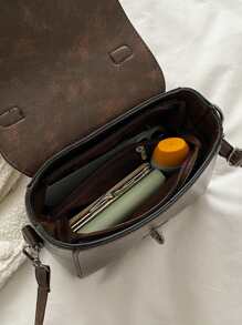 輕便商務休閒迷你金屬鎖蓋方形包適合青少年女孩女大學生、菜鳥和白領，非常適合辦公室、大學、工作、商務、通勤、戶外、旅行、郊遊 - 咖啡棕 - 查看 4