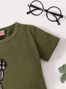 Bộ đồ Em bé Nghề thêu Hoạt hình Sọc ca rô Giải trí - Nhiều màu - Xem 4