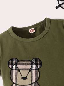 Bộ đồ Em bé Nghề thêu Hoạt hình Sọc ca rô Giải trí - Nhiều màu - Xem 5