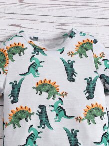 SHEIN 嬰兒恐龍印花上衣和前繫帶短褲 - 彩色 - 查看 4