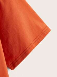 SHEIN Teen Girls Letter & Motorcycle Print Tee - Orange - View 4