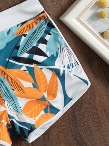 Swim Lushoire 夏季海灘植物印花露背短褲比基尼 - 彩色 - 查看 4