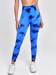 Yoga Trendy 紮染寬帶式腰運動緊身褲 - 彩色 - 查看 2