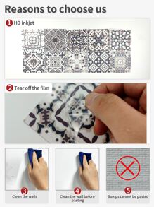 10 miếng gạch hoa văn nhà bếp chống thấm dầu - Nhiều màu - Xem 7