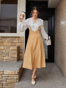 Mulvari 素色背帶裙帶荷葉邊襯衫 - 彩色 - 查看 3