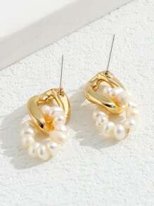 Natural Pearl Beaded Drop Earrings - Multicolor - View 2