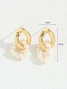 Natural Pearl Beaded Drop Earrings - Multicolor - View 3