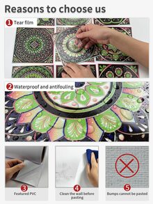 10 piezas Pegatina vintage con estampado de flor a prueba de aceite cocina - Multicolor - Ver 8