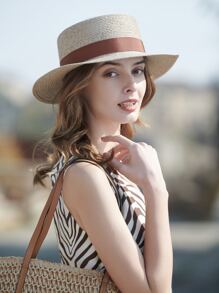 LEAJOURNO. Boho One Unisex Outdoor Beach Sun Hat For Sun Protection With British-Influenced Flat Top And Thin Braided Grass Material,Ideal For Spring And Summer Outings - Khaki - View 2