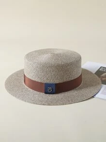 LEAJOURNO. Boho One Unisex Outdoor Beach Sun Hat For Sun Protection With British-Influenced Flat Top And Thin Braided Grass Material,Ideal For Spring And Summer Outings - Khaki - View 6