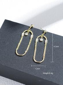 Bông tai hình học thả Khối Zirconia  Chi tiết - Vàng - Xem 4