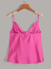 3pcs Draped Collar Satin Cami Top - Multicolor - View 2