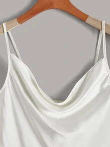 3pcs Draped Collar Satin Cami Top - Multicolor - View 3