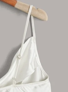 3pcs Draped Collar Satin Cami Top - Multicolor - View 4