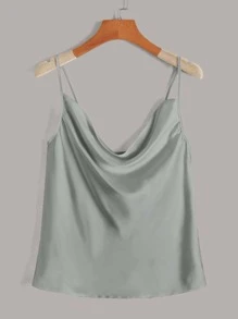 3pcs Draped Collar Satin Cami Top - Multicolor - View 5