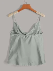 3pcs Draped Collar Satin Cami Top - Multicolor - View 6