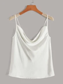 3pcs Draped Collar Satin Cami Top - Multicolor - View 7