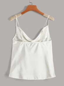 3pcs Draped Collar Satin Cami Top - Multicolor - View 8