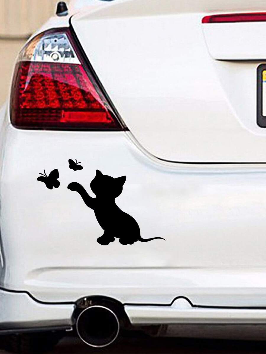 2pcs Cat Pattern Car Sticker - Black - View 1