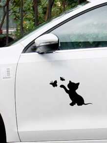 2pcs Cat Pattern Car Sticker - Black - View 2