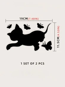 2pcs Cat Pattern Car Sticker - Black - View 3