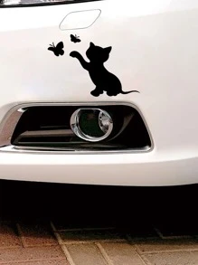 2pcs Cat Pattern Car Sticker - Black - View 4