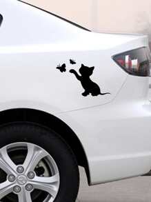 2pcs Cat Pattern Car Sticker - Black - View 5