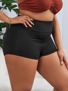 Slaydiva Plus Cut Out Back Skinny Shorts - Black - View 3