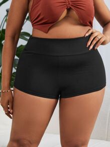 Slaydiva Plus Cut Out Back Skinny Shorts - Black - View 4