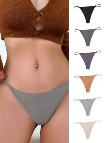 6 paquetes Bragas sexy sin costuras de color liso - Multicolor - Ver 3