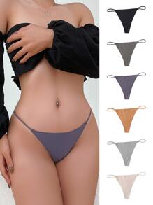 6 paquetes Bragas sexy sin costuras de color liso - Multicolor - Ver 4