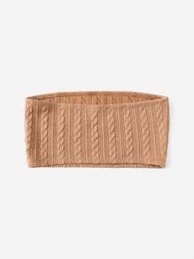 SHEIN Tween Girl Cable Knit Tube Top - Apricot - View 2