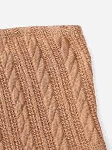 SHEIN Tween Girl Cable Knit Tube Top - Apricot - View 3