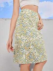 Soleia Ditsy Floral Straight Skirt - Multicolor - View 3