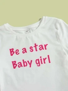 SHEIN 青少年女孩標語圖案T恤和盤口裙子套裝 - 彩色 - 查看 3