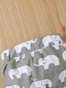 男嬰字母和大象印花連體衣和運動褲附帽子 - 彩色 - 查看 8