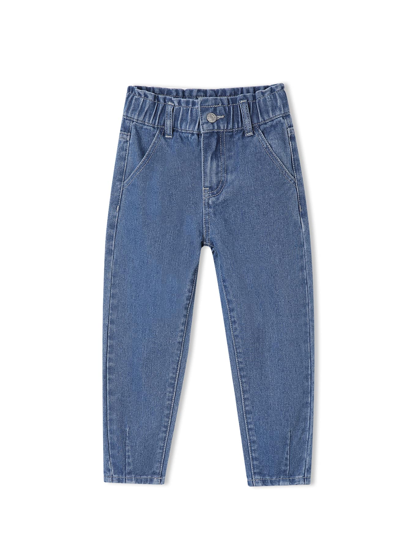 Toddler Girls Quần Jeans Túi Denim mùa giặt màu trơn - Rửa trung bình - Xem 1