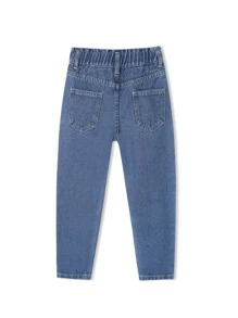 Toddler Girls Quần Jeans Túi Denim mùa giặt màu trơn - Rửa trung bình - Xem 2