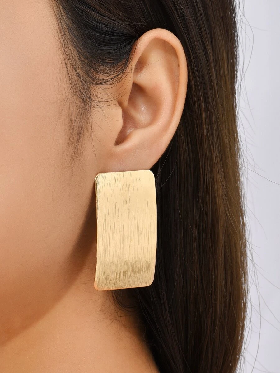 極簡風格幾何耳環 - 金黃色 - 查看 1
