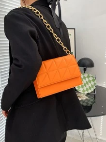 Túi đeo vai nữ, túi dây xích, túi vuông nhỏ, túi chần bông, túi mini nhẹ, phù hợp cho đi làm, dạo phố, phối đồ hàng ngày, hẹn hò, công sở, học sinh và các dịp khác. - Màu Cam cháy - Xem 2